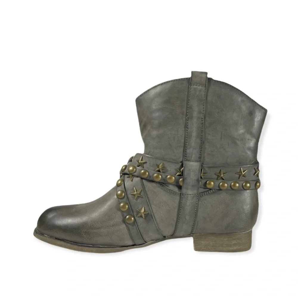 Fredrique Green Ankle Combat Boots - Picture 2 of 3